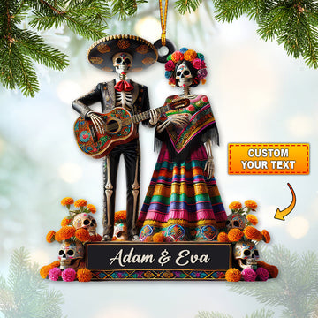 Joycorners Custom Name Mexican Couple Ornament, Mexican Couple Christmas Gift 2D Flat LM2111