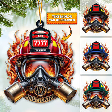 Joycorners Custom Name Fire Fighter Ornament, Fire Fighter Christmas Gifts 2D Flat LM2211