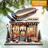 Joycorners Custom Name Barber Shop Ornament, Barber Shop Christmas Decoration 2D Flat LM2111