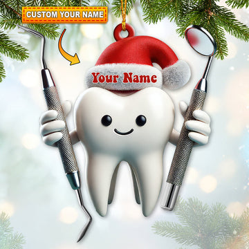 Joycorners Custom Name Dentist Ornament, Christmas Gift for Dentist1 2D Flat LM2111