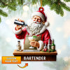 Joycorners Custom Name Santa Bartender Ornament, Home Decor Christmas Gifts 2D Flat LM2211