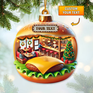 Joycorners Custom Name Hamburger Ornament, Christmas Gift Decoration 2D Flat LM2111