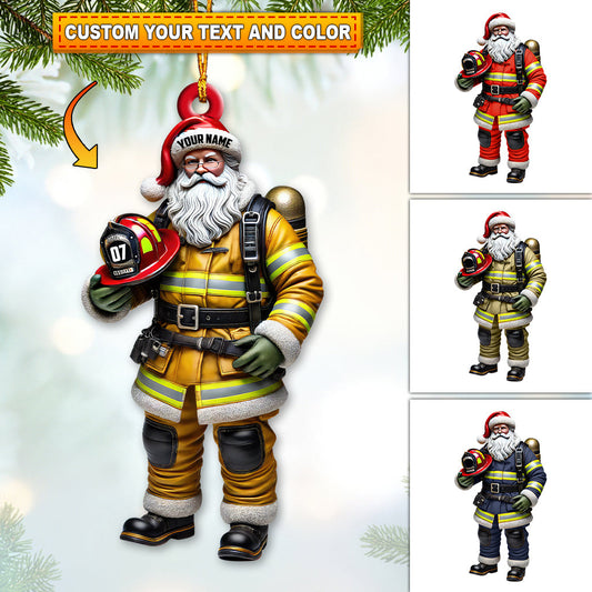 Joycorners Custom Name Fire Fighter Ornament, Fire Fighter Christmas Gift 2D Flat LM2211
