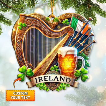 Joycorners Custom Name Ireland Ornament, Christmas Gift for Ireland Lover 2D Flat LM2211