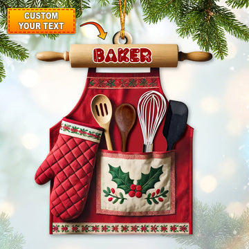 Joycorners Custom Name Baker Ornament, Christmas Gift for Baker Lover 2D Flat LM2211