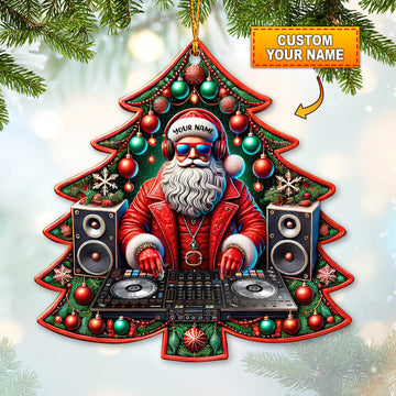 Joycorners Custom Name Disc Jockey Santa Ornament, DJ Christmas Gift 2D Flat LM2211