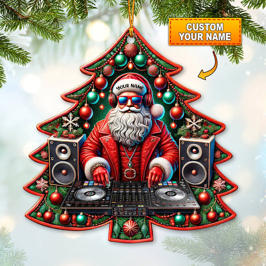 Joycorners Custom Name Disc Jockey Santa Ornament, DJ Christmas Gift 2D Flat LM2211