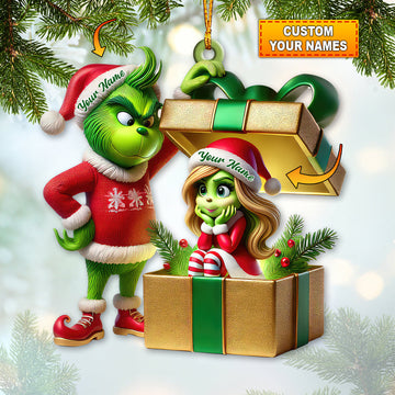 Joycorners Custom Name Christmas Couple Ornament, Couple Christmas Gift 2D Flat LM2111