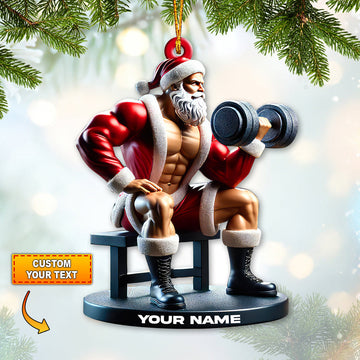Joycorners Custom Name Santa Gym Ornament, Gymnastics Christmas Gift 2D Flat LM2211