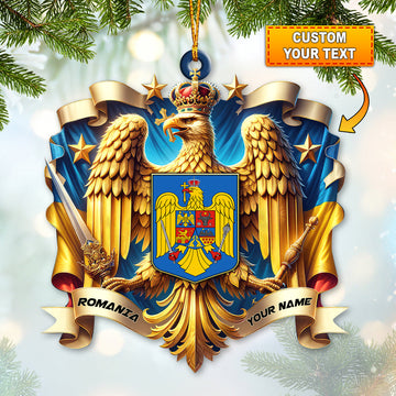 Joycorners Custom Name Romania Ornament, Christmas Gift for Romania Lover 2D Flat LM2111