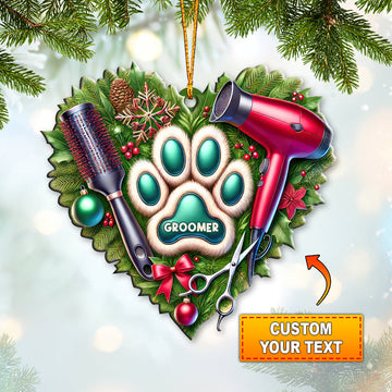 Joycorners Custom Name Groomer Ornament, Home Decor Christmas Gift 2D Flat LM2211