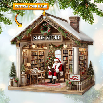 Joycorners Custom Name Book Store Ornament, Book Lover Christmas Gift 2D Flat LM2211