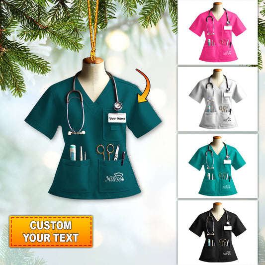 Joyccorners Custom Name Nurse Ornament, Home Decor Christmas Gift 2D Flat LM2111