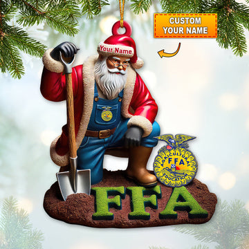Joycorners Custom Name FFA Ornament, Santa Farmer Christmas Ornament 2D Flat LM2111