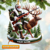 Joycorners Custom Name Santa Deer Hunting Ornament, Deer Hunter Christmas Gift 2D Flat LM2211