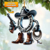 Joycorners Custom Name Cowboy Ornament, Cowboy Christmas Gift 2D Flat LM2111