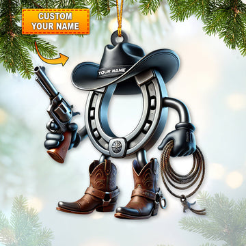 Joycorners Custom Name Cowboy Ornament, Cowboy Christmas Gift 2D Flat LM2111