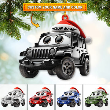 Joycorners Custom Name Jeep Ornament, Jeep Lover Christmas Gift 2D Flat LM2111