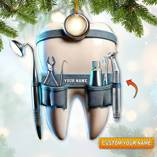 Joycorners Custom Name Dentist Ornament, Dentist Christmas Gift 2D Flat LM2211