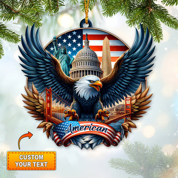 Joycorners Custom Name American Ornament, Christmas Gift for American Lover 2D Flat LM2211