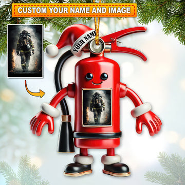 Joycorners Custom Name and Photo Fire Fighter Ornament, Fire Fighter Christmas Gift 2D Flat LM2111
