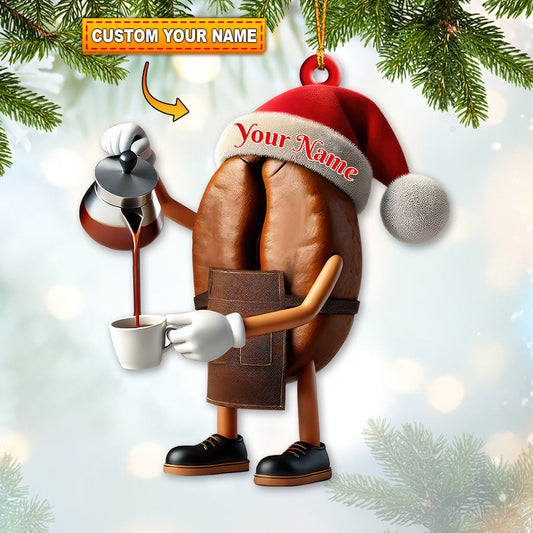 Joycorners Custom Name Santa Coffee Ornament, Home Decor Christmas Gift 2D Flat LM2211