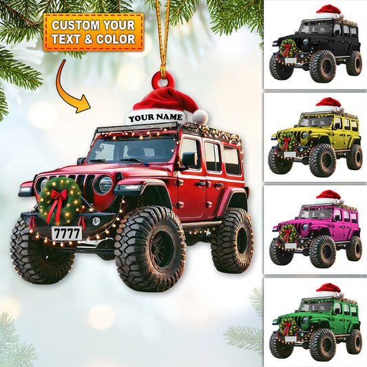 Joycorners Custom Name Jeep Ornament, Christmas Gift for Jeep Lover 2D Flat LM2211