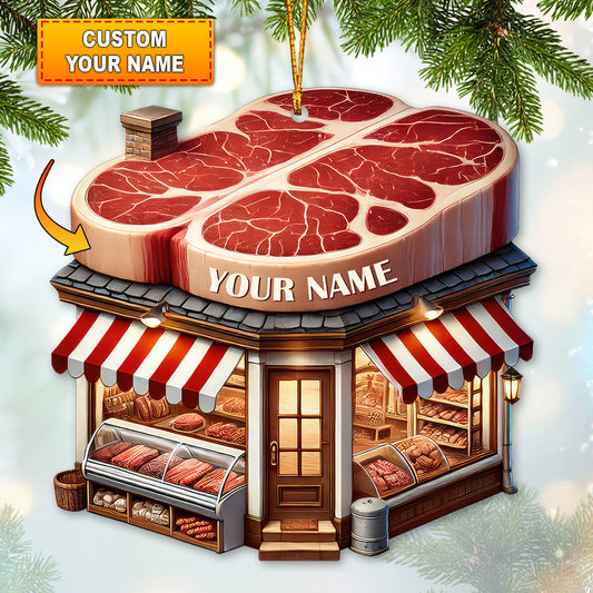 Joycorners Custom Name Butcher Ornament, Christmas Gift 2D Flat LM2211