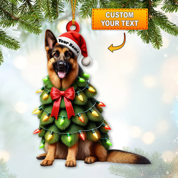 Joycorners Custom Name German Shepherd Ornament, German Shepherd Christmas Gift 2D Flat LM2111