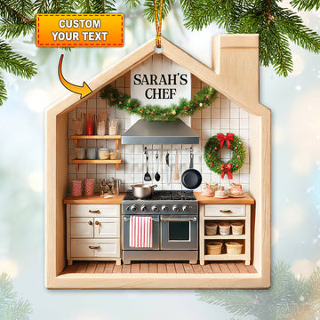 Joycorners Custom Name Chef Kitchen Ornament, Chef Kitchen Christmas Decoration 2D Flat LM2211