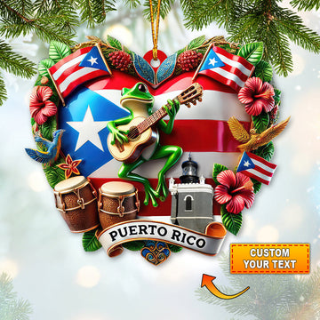 Joycorners Custom Name Puerto Rico Ornament, Christmas Gift for Puerto Rico Lover 2D Flat LM2111