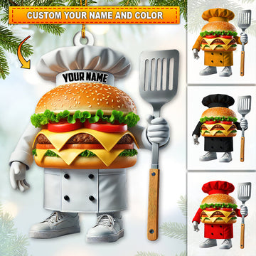 Joycorners Custom Name Chef Santa Ornament, Christmas Gift for Cooking Lover78 2D Flat LM2111