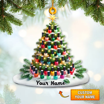 Joycorners Custom Name Nail Christmas Tree Ornament, Nail Artist Christmas Gift 2D Flat LM2111