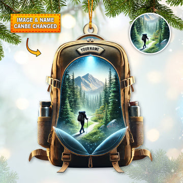 Joycorners Custom Name Hiking Christmas Ornament, Christmas Gift for Hiking Lover 2D Flat LM2111