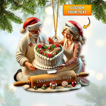 Joycorners Custom Name Baker Couple Ornament Ornament, Lover Christmas Gift 2D Flat LM2111