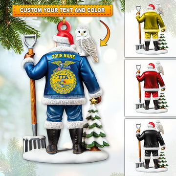 Joycorners Custom Name FFA Ornament, Santa Farmer Christmas Ornament50 2D Flat LM2111