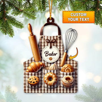 Joycorners Custom Name Baker Ornament, Christmas Gift for Baker Lovers 2D Flat LM2211
