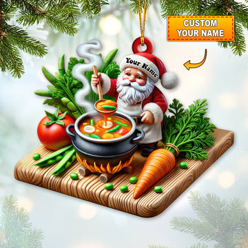 Joycorners Custom Name Chef Santa Ornament, Christmas Gift for Cooking Lover5 2D Flat LM2111