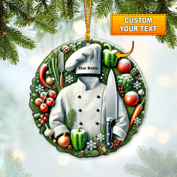 Joycorners Custom Name Chef Ornament, Christmas Gift for Cooking Lovers 2D Flat LM2211