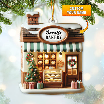 Joycorners Custom Name Bakery Store Ornament, Bakery Store Christmas Decoration 3 2D Flat LM2211