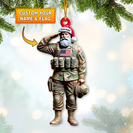 Joycorners Custom Name U.S Veteran Ornament, U.S Veteran Christmas Gift 2D Flat LM2211
