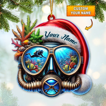 Joycorners Custom Name Diving Ornament, Christmas Gift for Diving Lover 2D Flat LM2111
