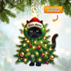 Joycorners Custom Name Cat Christmas Tree Ornament, Cat Christmas Gift 2D Flat LM2111
