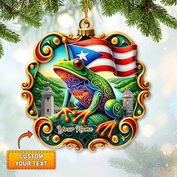 Joycorners Custom Name Puerto Rico Ornament, Christmas Gift for Puerto Rico Lover 2D Flat LM2211