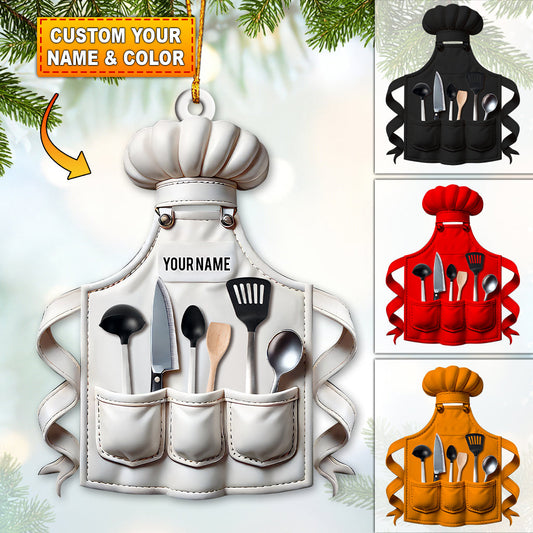 Joycorners Custom Name Chef Ornament, Christmas Gift for Cooking Lover 2D Flat LM2211