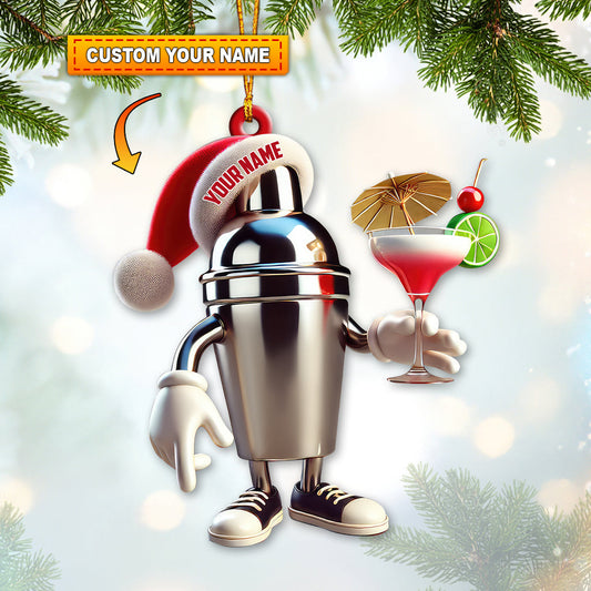Joycorners Custom Name Bartender Ornament, Barista Christmas Gift 2D Flat LM2211
