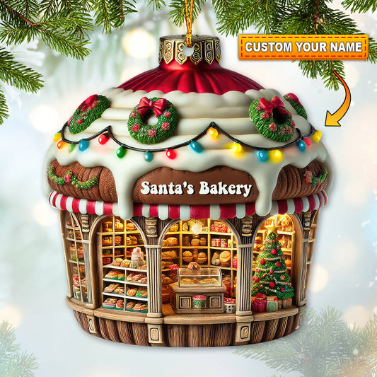 Joycorners Custom Name Bakery Store Ornament, Bakery Store Christmas Decoration 2D Flat LM2211