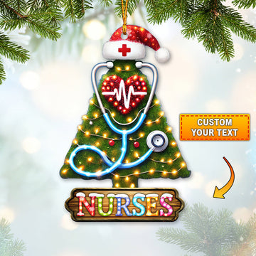 Joycorners Custom Name Nurse Ornament, Home Decor Christmas Gift 2D Flat LM2211