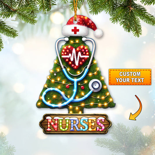 Joycorners Custom Name Nurse Ornament, Home Decor Christmas Gift 2D Flat LM2211