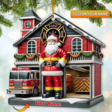 Joycorners Custom Name Fire Fighter Ornament, Fire Fighter Christmas Gift1 2D Flat LM2111